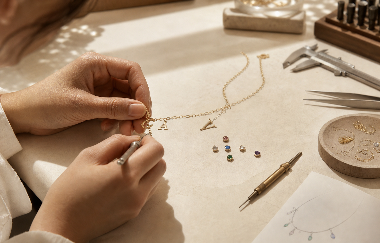 Kinavell customization studio making personalized jewelry
